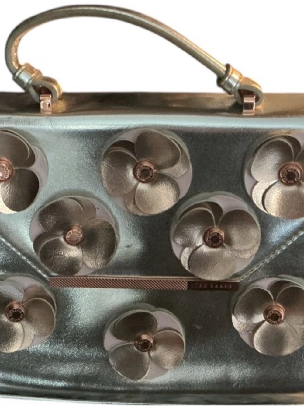Ted Baker Metallic Silver Top-Handle Satchel